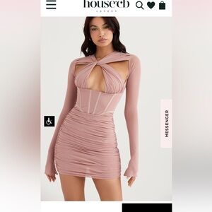 House of CB Pink Adanna Dress Asymmetrical Cut Out Bodycon